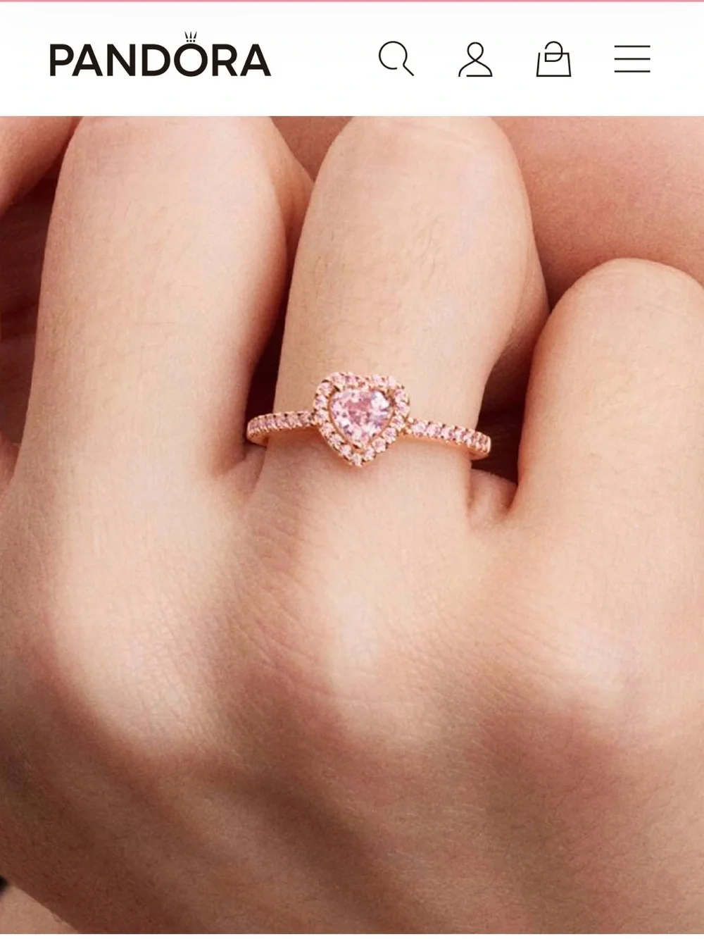 Pandora Rose Gold Heart Ring with Pavé Accent
